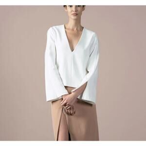 Elegant White V-Neck Blouse